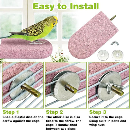 PINVNBY 3 PCS Bird Perches Calcium Parrot Perch Stand Bird Beak Grinding Stone - Image 6