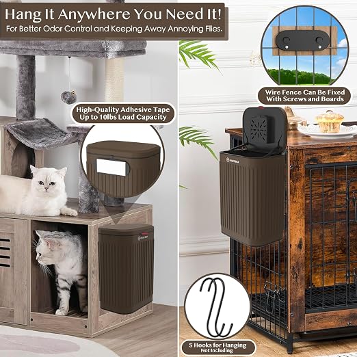 PAWZIDEA Wall Mount Dog Poop Trash Can Outside, 2.1 Gallon Small Dog Waste Bin - Image 5