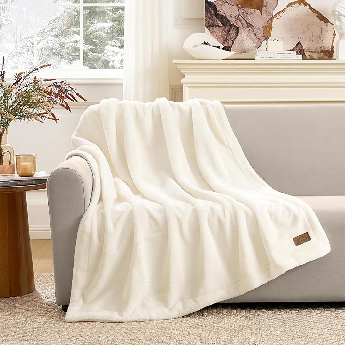 Luxury Faux Fur Throw Blanket for Couch, Ultra Soft Waterproof Pet Blanket by COZYKISS