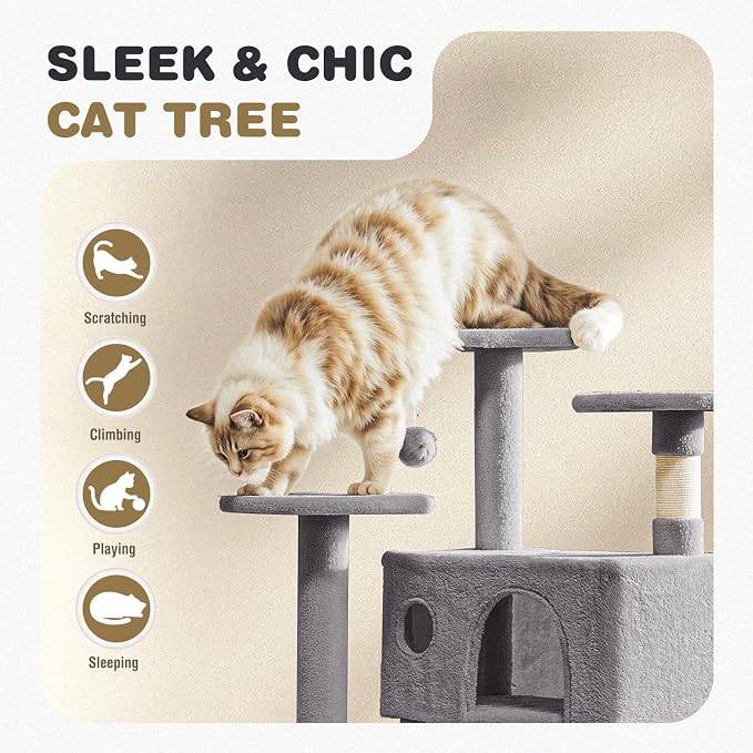 Cat Tree 54 Inch, Sisal Scratching Posts and Climbing Ladder, Pet Play Toy - Image 3