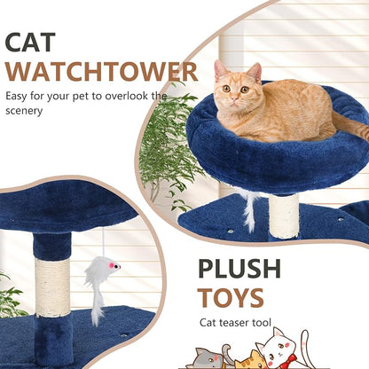FDW | 36" Cat Tree Tower | Navy Blue | Multi-Level Indoor Activity Center - Image 5
