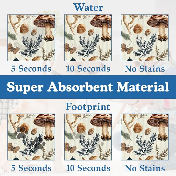 Vintage Mushroom Floral Dog Cat Food Mat–Christmas Stocking Absorbent - Image 3