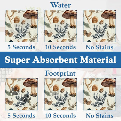 Vintage Mushroom Floral Dog Cat Food Mat–Christmas Stocking Absorbent - Image 3