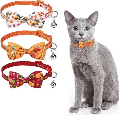SCENEREAL Thanksgiving Cat Collar Breakaway, 3 Pack Kitten Collars by SCENEREAL