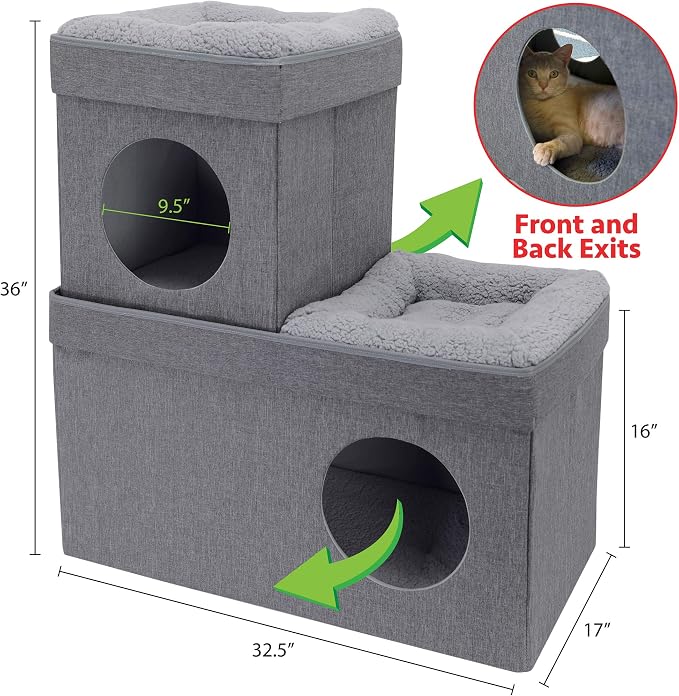 Kitty City Large Stackable Cat Condo & Cube House, Modular Indoor Cat Furniture - Image 5