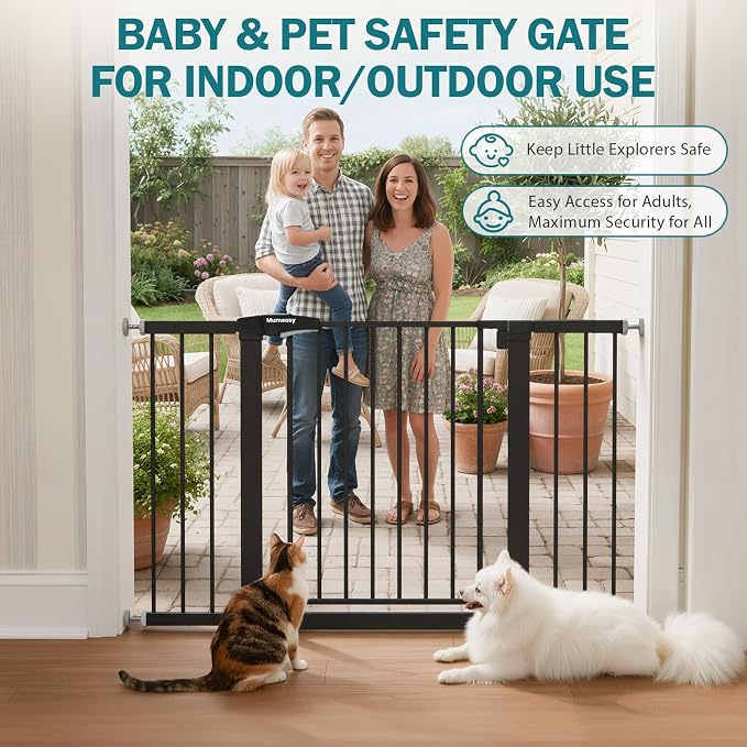 Mumeasy 29.7–48" Baby Gate for Stairs, Dog Gate for Doorways, Auto Close Child - Image 7