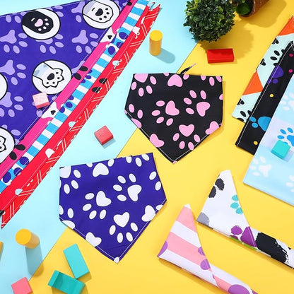 100 Pcs Paw Dog Bandanas Bulk Pet Bibs Colorful Triangle Scarf Paw Pattern Pet - Image 5