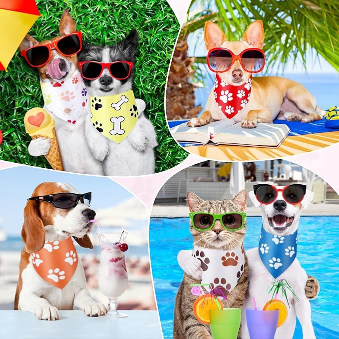 Abbylike 50 Pcs Paw Print Dog Bandanas Bulk Cute Footprint Bandanas - Image 4