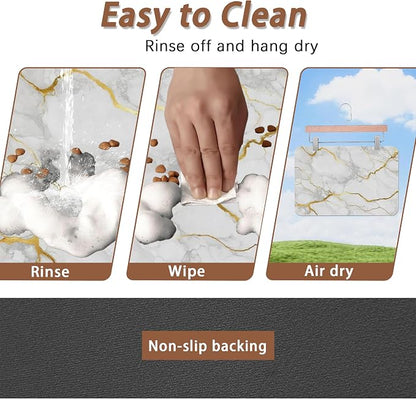 Marble Dog Food Mat for Floors, Cat Dog Bowl Mats for Food and Water, Non-Slip - Image 4