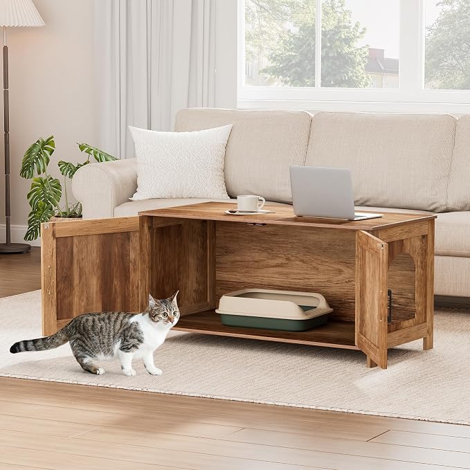 Homhedy 39.4" L Cat Litter Box Enclosure, Pet House - Image 8