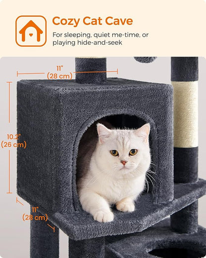 Feandrea Cat Tree, 59.5-Inch Tall Cat Tower, Plush Multi-Level Condo - Image 6