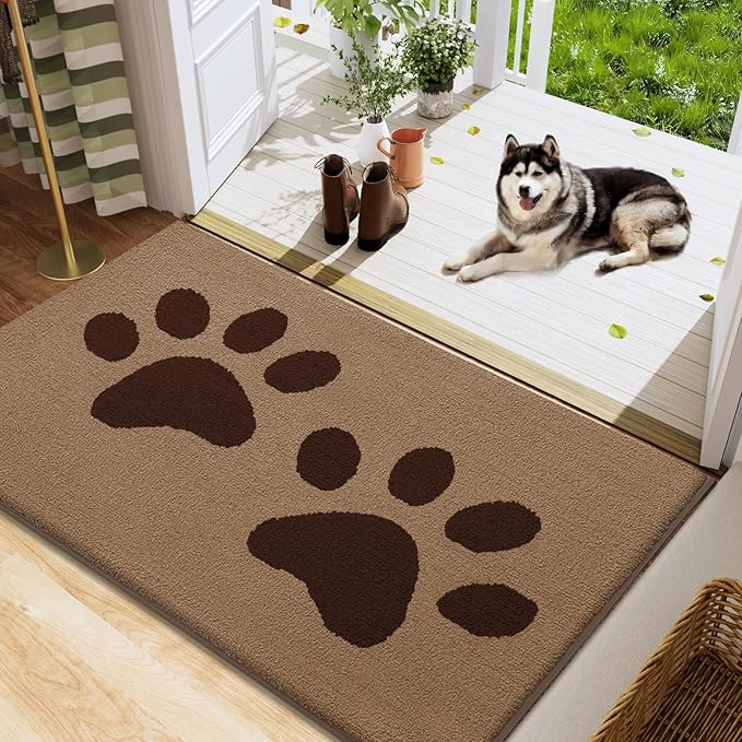 Buganda Dog Door Mat for Muddy Paws, Absorbent Dirt Trapper Washable Indoor by Buganda