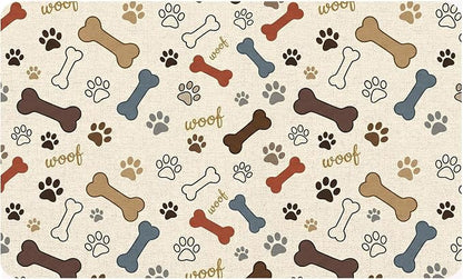 Dog Feeding Mat 20 x 12 Inch, Neutral Paw Bone Woof Dog Placemat Absorbent by Romart