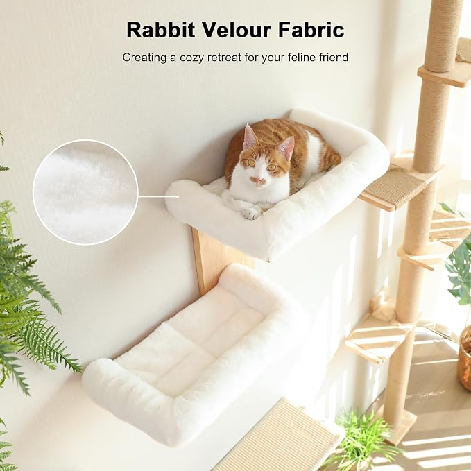 FUKUMARU Cat Wall Shelves, 2 Platform Cats Walls Furniture, Tree Shape Kitten - Image 2