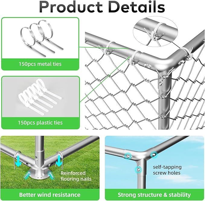 15'x15' Large Outdoor Dog Kennel, Heavy Duty Dog Enclosure - Image 4