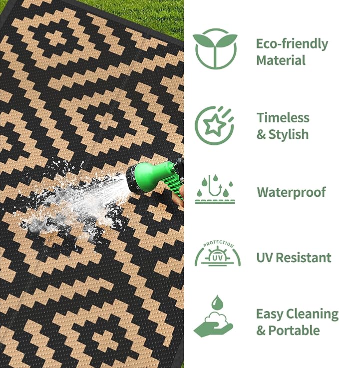 GENIMO Outdoor Rug 2.5'x8' Waterproof, Reversible Camping Mat, Plastic Straw - Image 5