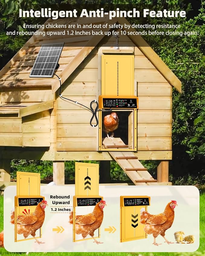 2025 Upgrade 7W Solar Power Chicken Door, Pet Deluxe Automatic Chicken Coop Door - Image 3