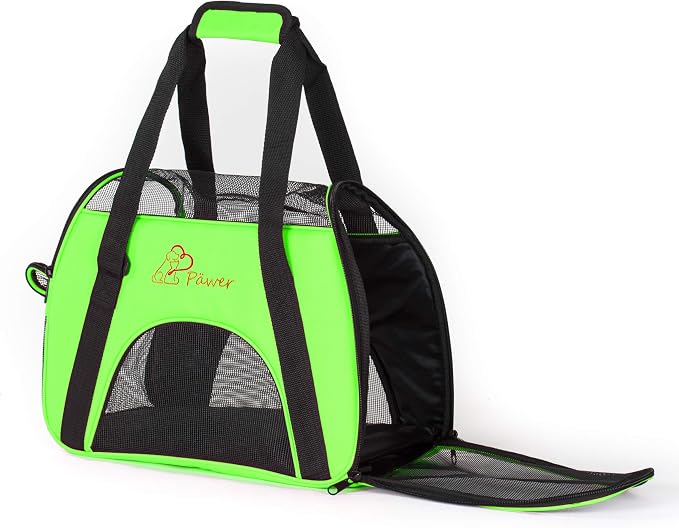 Pawer Soft-Sided Pet Carrier for Cat and Small Dog, Bright Green Color - Image 2