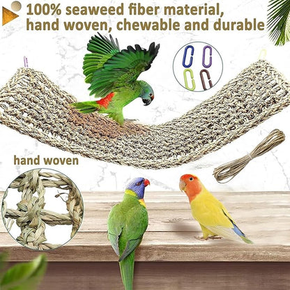 Bird Seagrass Mat 16 × 7" Parrot Natural Grass Woven Net Hammock Parakeet - Image 6