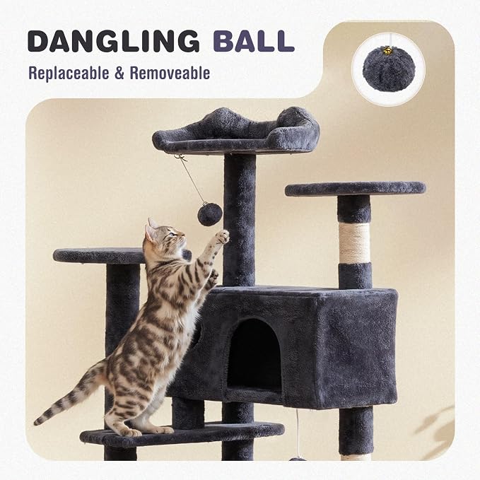 Cat Tree 54 Inch, Sisal Scratching Posts and Climbing Ladder, Pet Play Toy - Image 5
