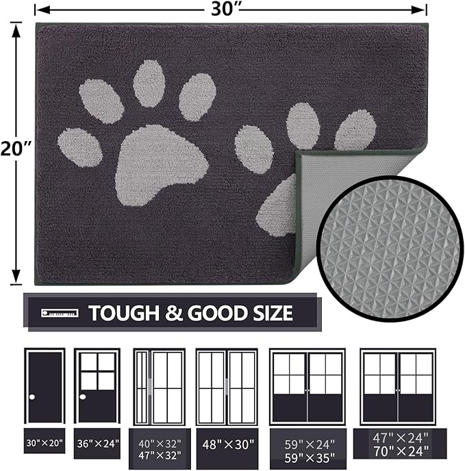 Buganda Dog Door Mat for Muddy Paws, Absorbent Dirt Trapper Washable Indoor - Image 2