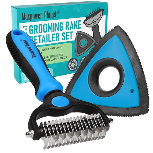 Maxpower Planet Pet Grooming Rake and Mini Pet Hair Remover Tool, Undercoat Rake by MaxpowerPlanet