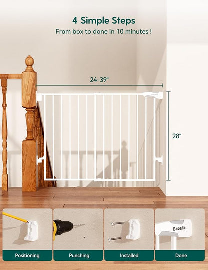 Babelio Baby Gate for Stairs, Kitchen & Doorways, No Bottom Bar| Easy - Image 7