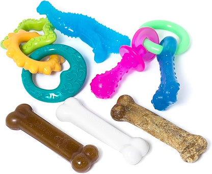 Nylabone New Puppy Starter Kit, 5 Chew Toys and 1 Natural Treat by Nylabone