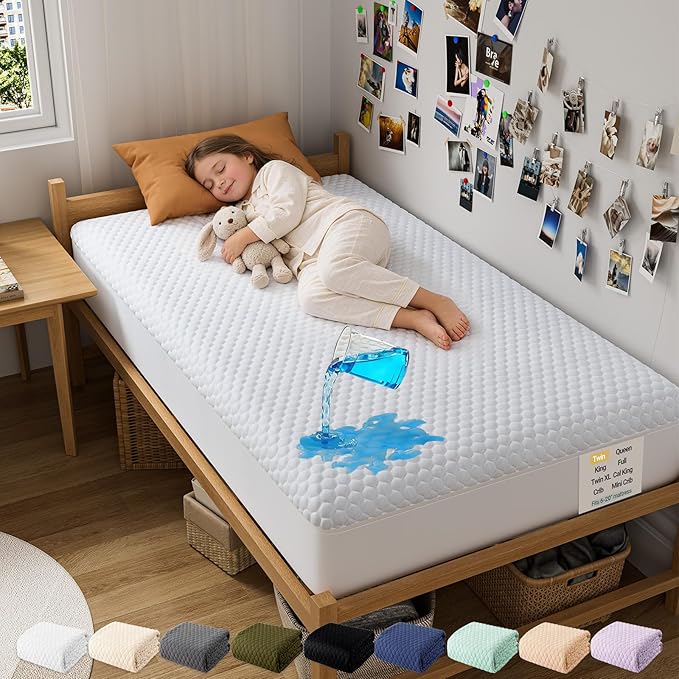 OhGeni 100% Waterproof Mattress Protector, Twin Size Mattress Soft Pad by OhGeni