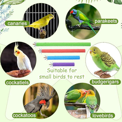 4 Pcs Bird Perch Stand Toy Parrot Perch Stand, Wood Bird Cage Perches Toy - Image 5