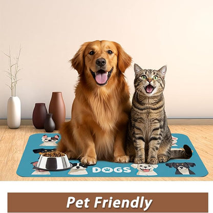 Cute Dog Cat Food Mat, Absorbent Pet Feeding Mat - Image 6