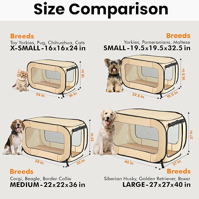 Beatrice Home Fashions Portable, Collapsible, Pop Up Kennel Travel Cat and Dog - Image 3