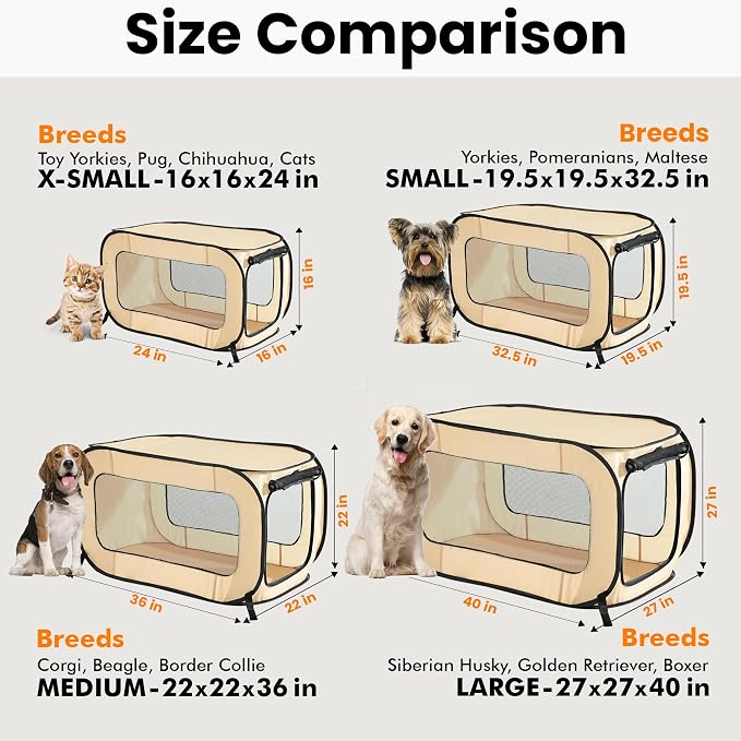 Beatrice Home Fashions Portable, Collapsible, Pop Up Kennel Travel Cat and Dog - Image 3
