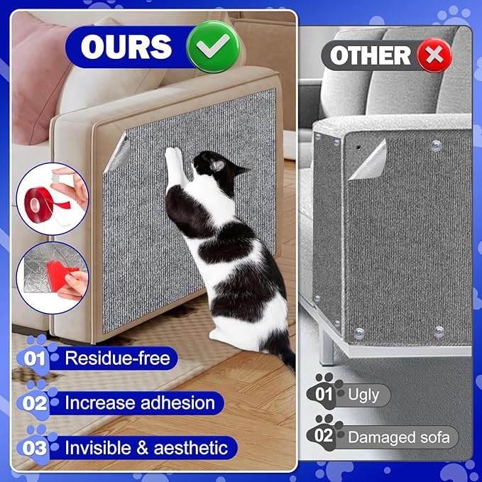 Anit Cat Scratch Couch Furniture Protector, 78.7x15.8 Cat Wall Corner Scratcher - Image 8