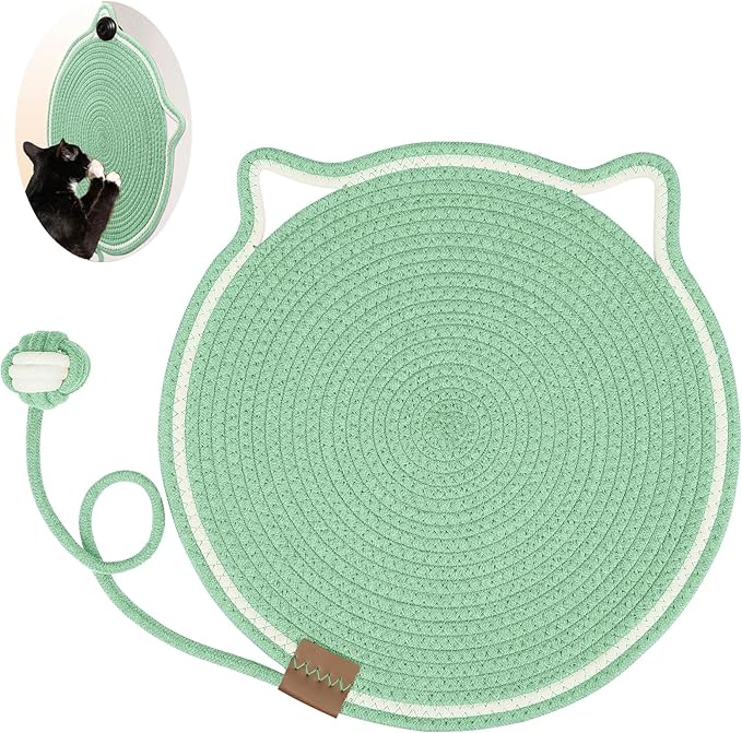 Natural Cotton Rope Cat Scratch Pad, 15.7'' Round Horizontal Floor Cat by LetalongPetSupplies