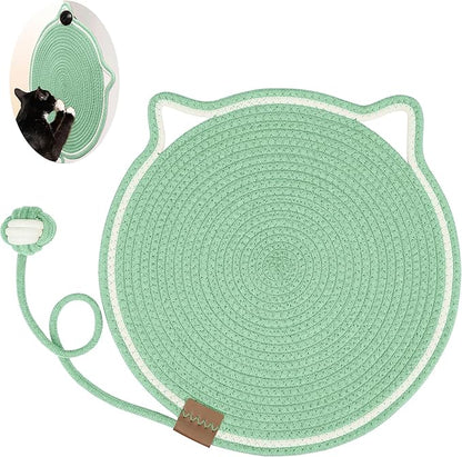 Natural Cotton Rope Cat Scratch Pad, 15.7'' Round Horizontal Floor Cat by LetalongPetSupplies
