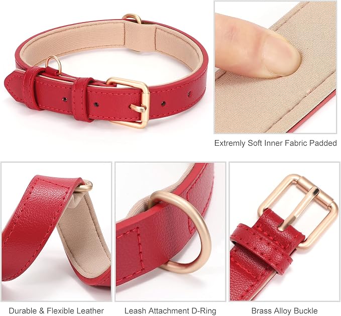 WHIPPY Leather Dog Collar for Small Medium Large Dog Adjustable Soft Breathable - Image 5