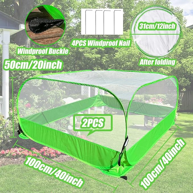 Pop Up Garden Mesh Plant Cover 2Pcs Outdoor Plant Protector Mesh Plant - Image 2