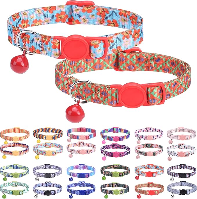 Breakaway Cat Collars for Girl Boy Cats, Fall Winter All Weather Cat Collar by DILLYBUD