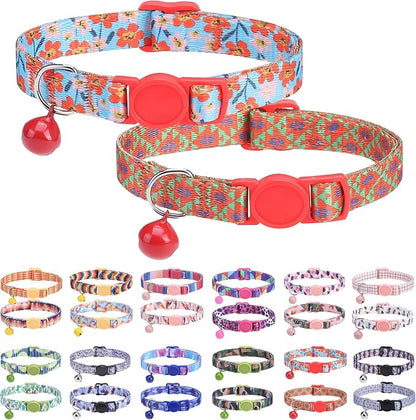 Breakaway Cat Collars for Girl Boy Cats, Fall Winter All Weather Cat Collar by DILLYBUD