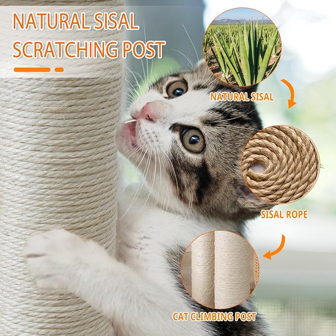 Wood Cat Tree Tower with Scratching Posts – Handmade Cat Condo - Image 2