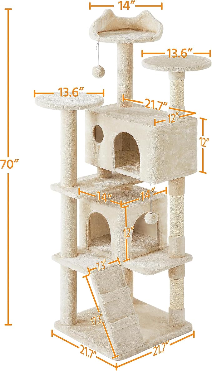 Yaheetech 70in Multi-Level Cat Tree Tall Cat Tower Cat Furniture - Image 3