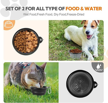 Dog Bowl Collapsible, 2 Pack Portable Foldable Travel Water Bowl Food Dishes - Image 2