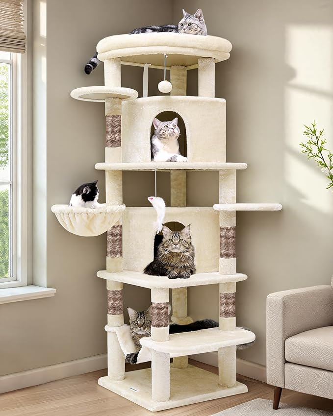 Globlazer Corner Cat Tree for Large Cats, 66inch Tall Curved Series Large Cat by Globlazer