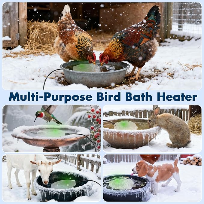 Outdoors 100W Bird Bath Heater for Winter, Birdbath Deicer Pond De-icer - Image 6