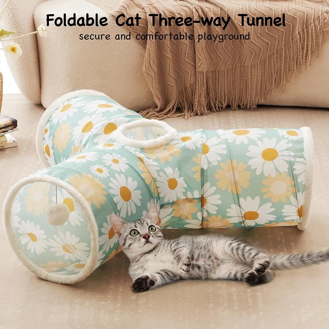 Tempcore Pet Cat Tunnel Tube Cat Toys 3 Way Collapsible, Cat Tunnels - Image 4