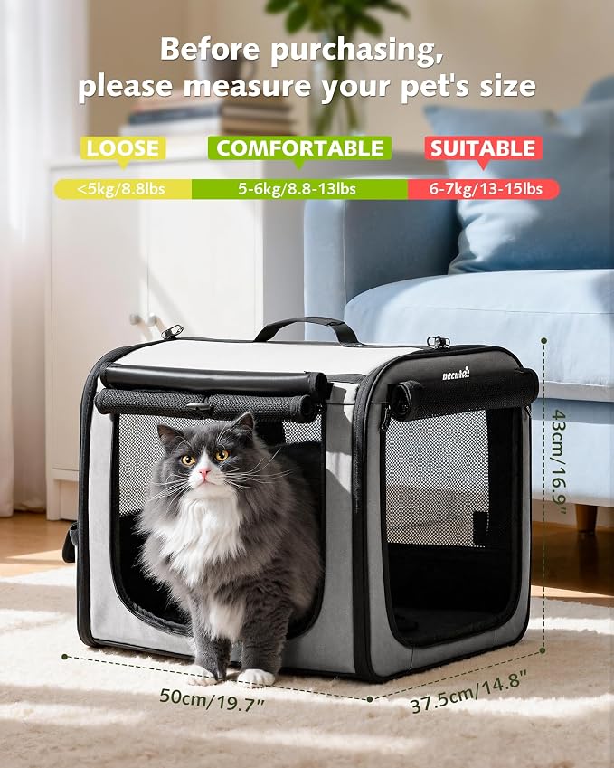 Pecute Dog Car Carrier Light Weight 19.7×16.9×14.8in, Dog Carrier Easy to - Image 4