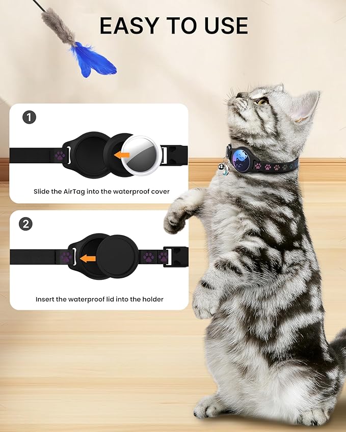 Cat Collar with Airtag Holder, 2 Pack Waterproof Breakaway Kitten Collar - Image 4