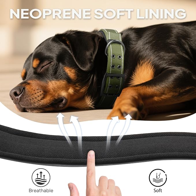 PetiFine Dog Collar for Large Dogs, Neoprene Padded and Adjustable, Reflective - Image 4