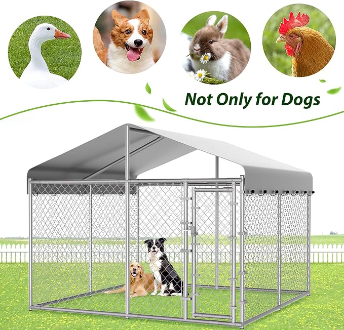 HITTITE Extra Large Outdoor Dog Kennel, Galvanized Chain Link Dog Runs - Image 6